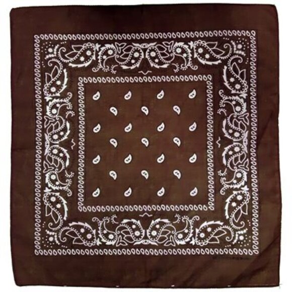 2 Pack Bandana 100% Cotton Paisley Print One-Sided Scarf Brown & American Flag - Picture 1 of 2